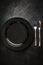 Single plate flatware black background