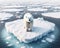 Single Polar Bear North Pole Stranded Floating Ice island Melting Climate Change AI Generated