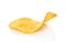 Single potato chip on white background