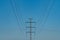 Single power line against a cloudless sky