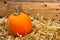 Single Pumpkin on Haystack Farm Decoration Autumn Fall Seasonal