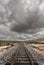 Single Railroad Track in Desert