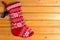 Single red color empty woollen Christmas stocking