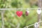 Single red love lock on the railing