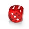 Single Red Transparent Dice solated on White Background.