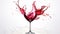 single red wine glass with vibrant splashes