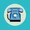 Single retro telephone flat design