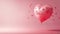 Single Romantic Red Heart balloon on a pink background for Valentines day celebration and gift