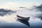 A single rowboat on a calm lake, Beautiful landscape