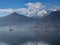 Single sail boat on Lake Como