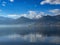 Single sail boat on Lake Como