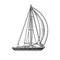 single sail yacht boat sketch vector illustration