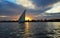 Single sailboat on the Sunset