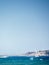 Single Sailing Boat in the Ocean on a sunny day at Vallons des Auffes in Marseille, France