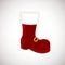 A single Santa Claus Christmas red high boots Realistic vector illustration icon isolated on white background