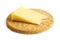 Single Scottish oatcake with a slice of yellow cheese.