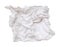 Single screwed or crumpled tissue paper or napkin in strange shape after use in toilet or restroom isolated on white background