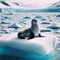 A single of seal reclines on an arctic ice shelf, forever vigilant