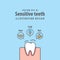 Single Sensitive teeth illustration vector on blue background. D