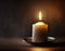 Single serene candle flame on dark background
