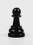 Single shiny black chess pawn isolated, matte, low contrast. One lonely chess piece on grey background, macro, closeup abstract
