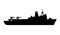 Single of silhouettes of warships for design and