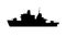 Single of silhouettes of warships for design and