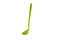 Single silicone green small plastic ladle close up shot isolated on pure white