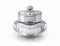 Single silver deluxe cosmetic jar on white