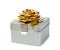 Single silver gift box with golden ribbon