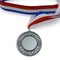 Single silver medal. Copy space inside the medal. on white. 3D illustration