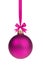 Single simple purple christmas ball hanging on ribbon