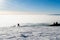 Single skier silhouette at a the piste