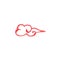 Single Small Cute Red and White Chinese Traditional Painting Cloud Illustration Made With Watercolor