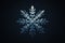 Single snowflake on dark background. Generative AI