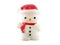 single snowman lamp wearing red hat and scarf isolated on white background