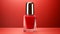 A single Solitary glamorous red nail polish on a red background