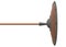 A single spear ancient weapon striking on the center of a round shield