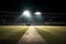 Single spotlight, God rays in dark stadium, casting stage, abstract sport background. AI generated.