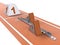 Single starting block in athletic running track 3D