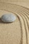 Single stone placed on sand