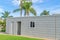 Single storey building with flat roof and gray wall in Huntington Beach CA