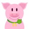 Single Straight Pig With Clover Leaf In Mouth