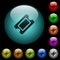 Single ticket icons in color illuminated glass buttons