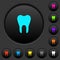 Single tooth dark push buttons with color icons