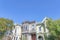 Single townhouses with victorian style exterior and balconies in San Francisco, California