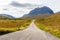 Single-track A832 road running through Beinn Eighe area in Scotland