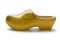 Single traditional yellow Dutch wooden shoe