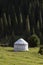 Single traditional yurt in the valley of Altyn-Arashan near Karakol
