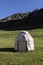 Single traditional yurt in the valley of Altyn-Arashan near Karakol